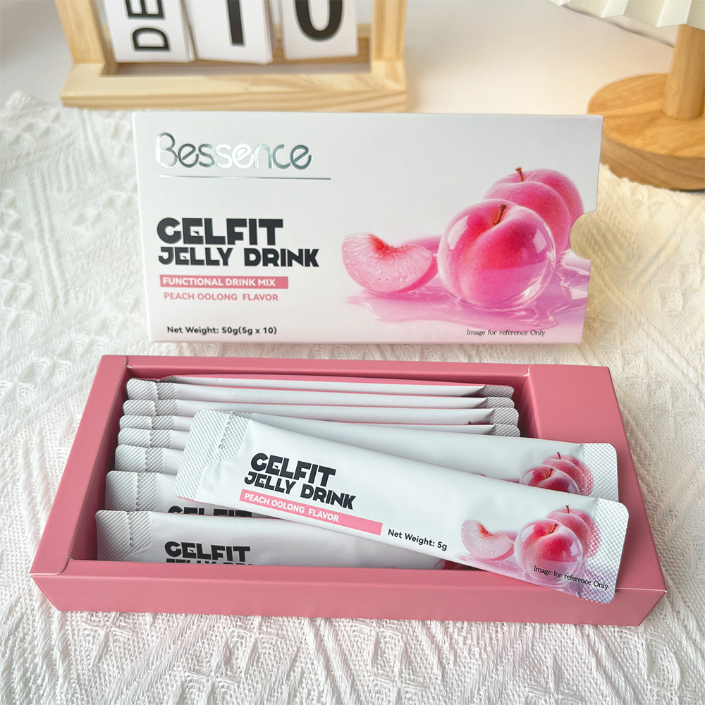 Bessence Gelfit Jelly Drink Peach Oolong Flavor 10 Packs Multi-Fruit Prebiotic Natural Vitamin C Fiber Energy Beverage Low-Calorie High-Fiber Nutrient Drink