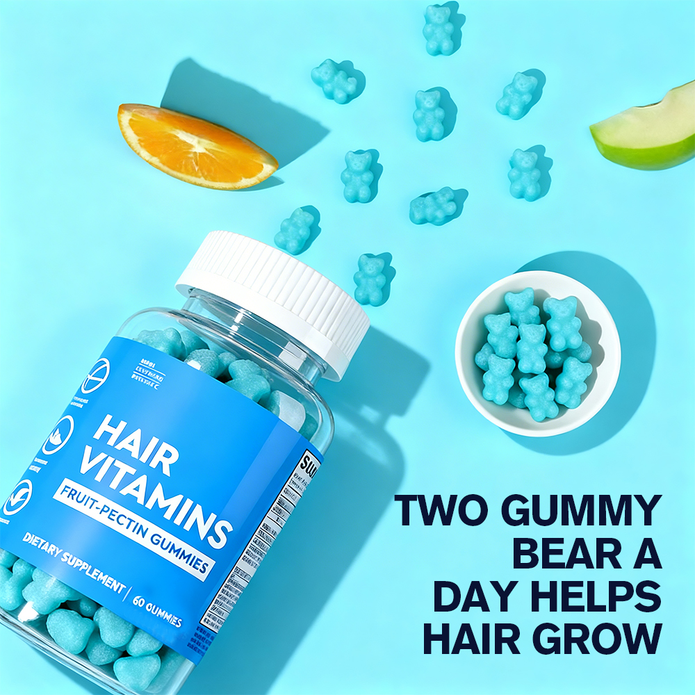 Hair Vitamin Gummy 2 Month Supply Extra Strength Biotin 6000mcg Growth for Men & Women Vegan B12 MSM Inositol Omega 3 Elderberry Kosher Halal Cruelty-Free 60 Gummies