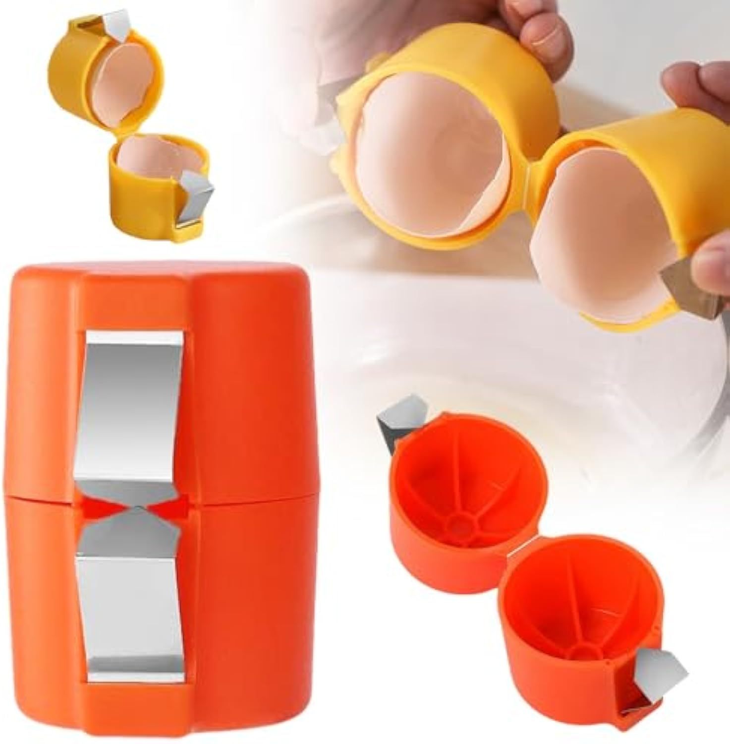 Stainless Steel Egg Shell Opener, 2025 New Egg Shell Cutter Egg Shell Separator for Raw Eggs Gadgets, Multifunctional Egg Cutter Egg Cracker Separator for Home Kitchen (Red)