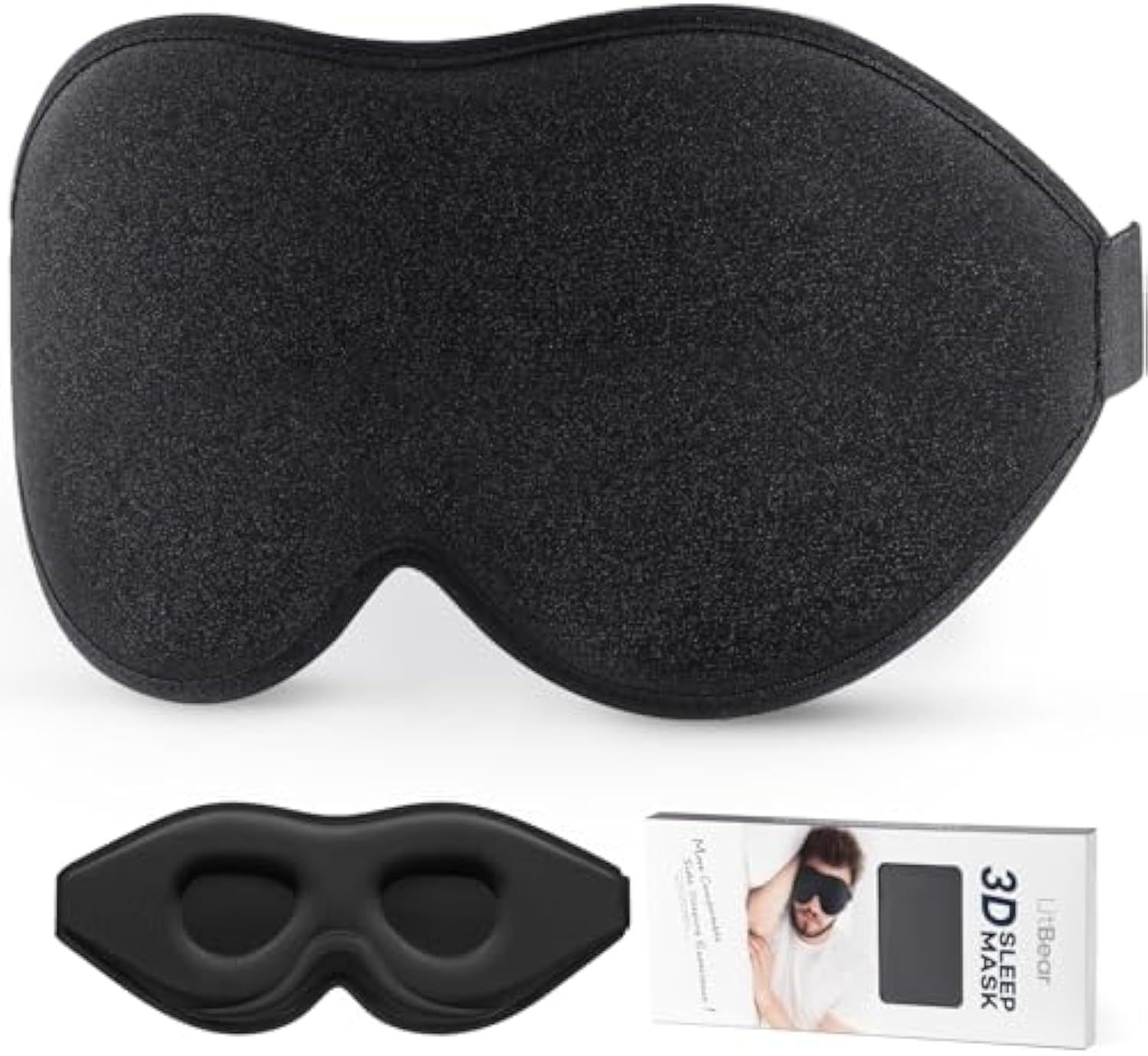 LitBear Sleep Mask for Side Sleeper Women Men, Eye Mask for Sleeping Light Blocking, 3D Contoured Cup Sleeping Mask, Soft Breathable Sleep Eye Mask with Adjustable Elastic Strap for Travel