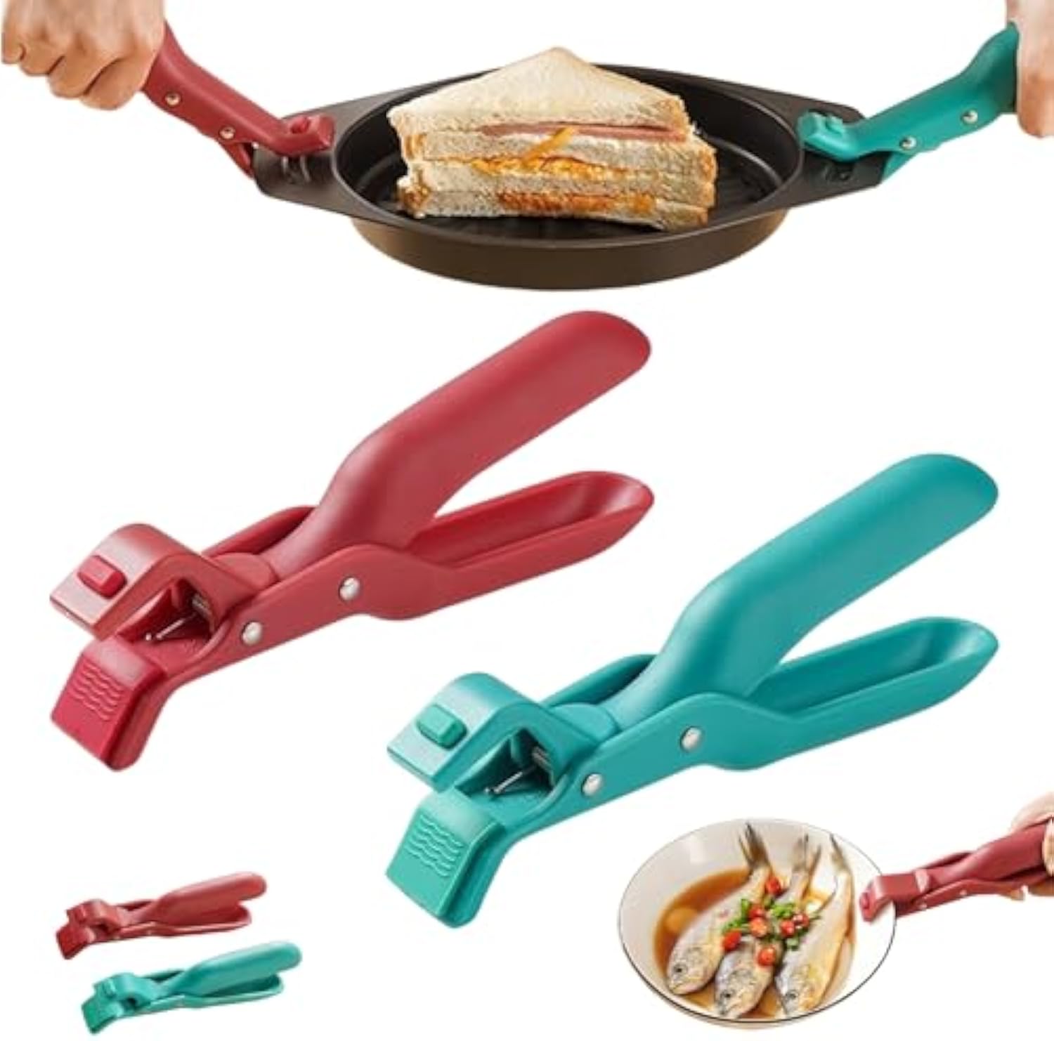 Hot Plate Gripper, Multi-Angle Hot Plates Grippers, Anti Scald Plate Gripper, Multi-Purpose Anti-Scald Bowl Holder Clip For Pots Bowls Plates Cooking Kitchen Oven Microwave (Green+red)