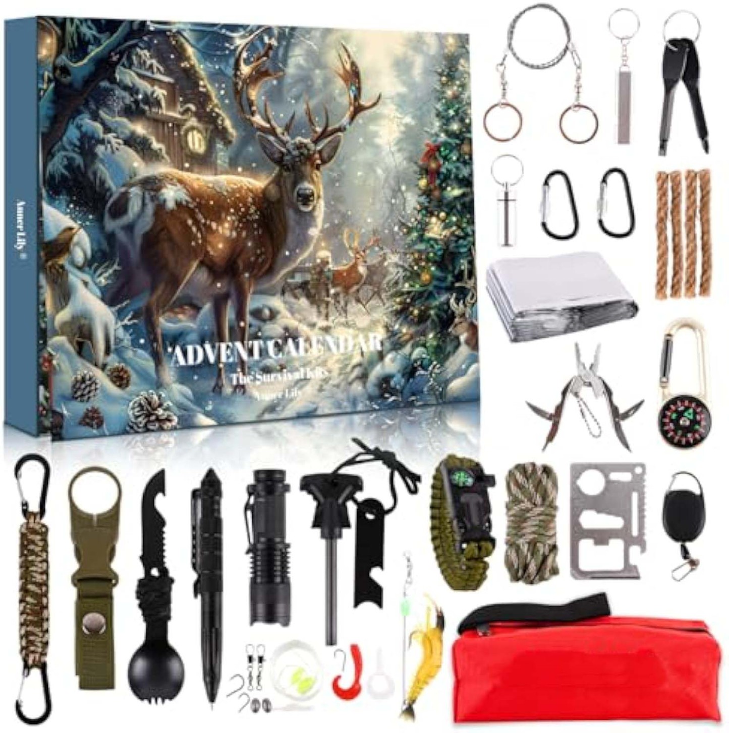 Survival Kit Advent Calendar for Men - Survival Tools Advent Calendar for Adult Teen 24 Days Christmas Countdown - 2025 Xmas Holiday Surprise Gifts for Outdoor Enthusiasts