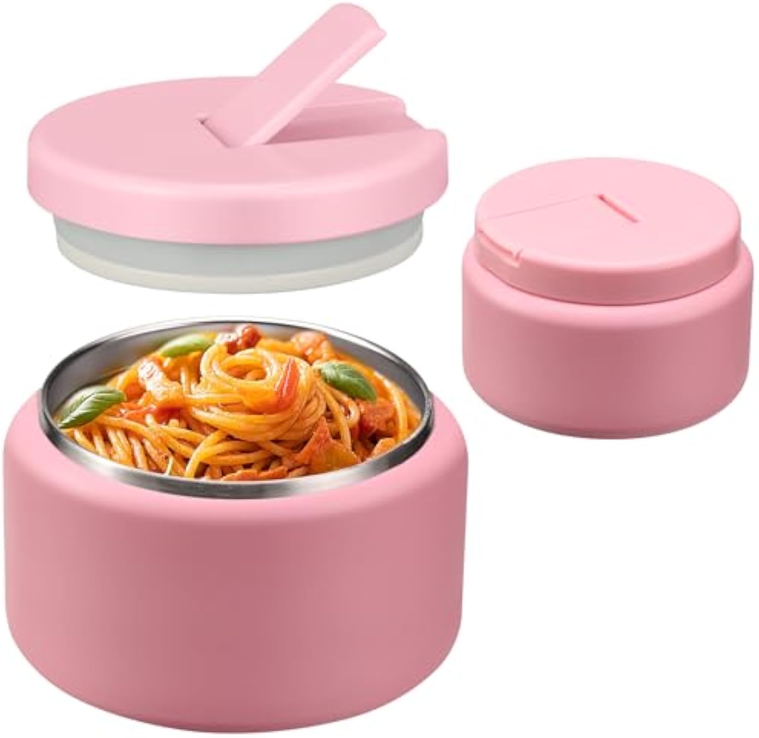 13.5oz Soup Thermo for Hot Food Kids with Buckle Lid Insulated Vacuum Food Jar Wide Mouth Leakproof Stainless Steel Lunch Container- Pink