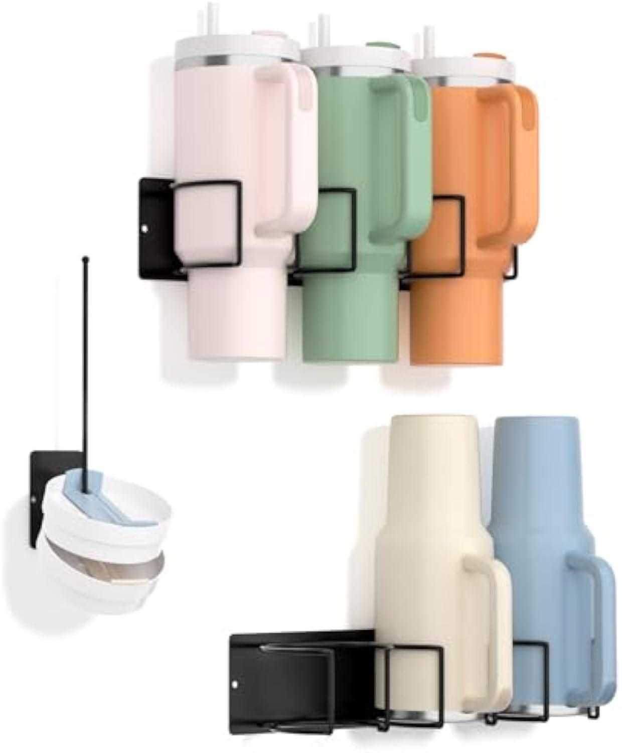 Magnetic Stanley Cup Holder for Refrigerator, Water Bottle Organizer with Handle for Stanley 40/30 oz, Tumbler Lid Organizer Compatible with Stanley Cup Accessories, Gifts Ideal