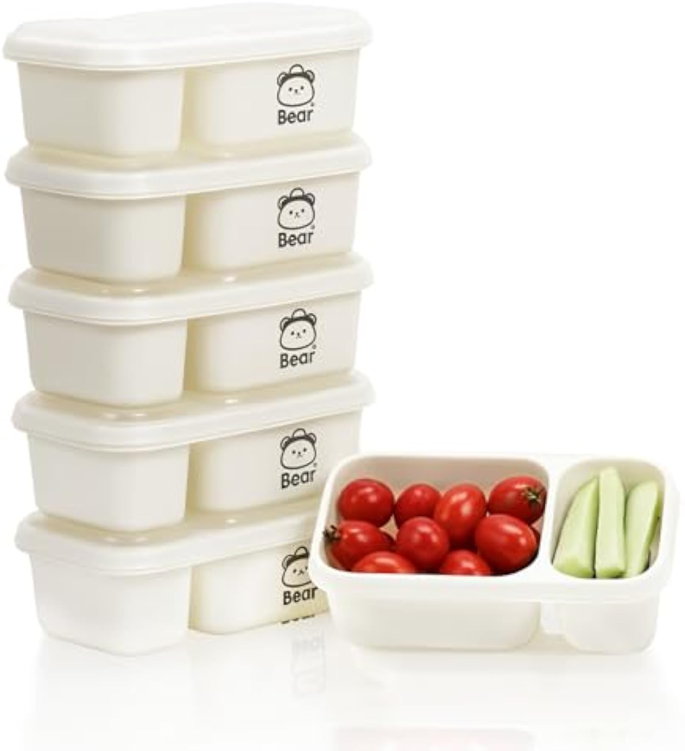 6 Pack Reusable Snack Containers with Lids, 2-Compartment Snackle box, Reusable Snack Packs Container for Meal Prep, Food Storage On-the-Go Snacking for Picnic, Work, Travel