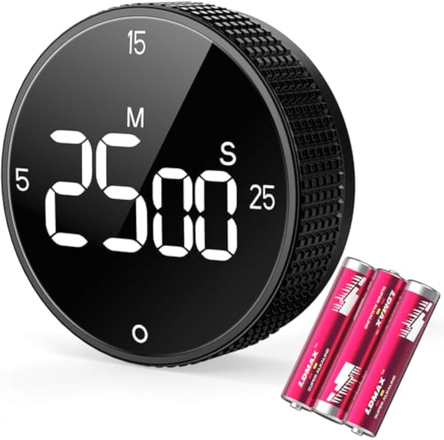 Magnetic Kitchen Timer for Cooking with Loud Alarm - [AAA Battery Included & Large LED Display] Countdown Countup Rotating Pomodoro Timer, Visual Digital Timers for Classroom Gym