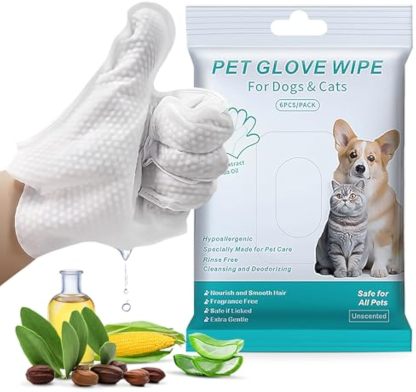 Hypoallergenic Pet Cleaning Glove Wipes (Unscented)