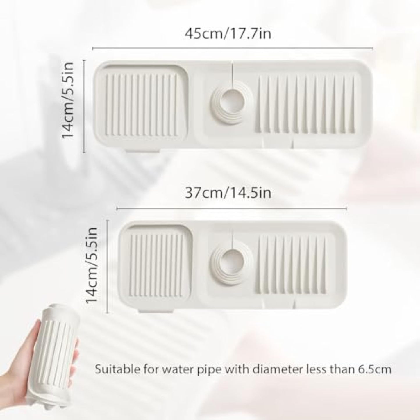 Faucet Guard and Draining Mat for Sink, 2024 New Kitchen Faucet Mat for Kitchen Sink Accessories Gadgets, Silicone Drying Mat for Kitchen Counter Bathroom (White, Large)