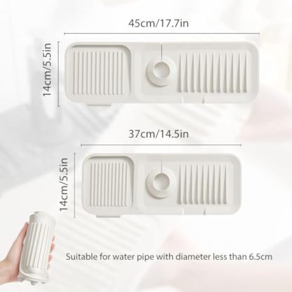 Faucet Guard and Draining Mat for Sink, 2024 New Kitchen Faucet Mat for Kitchen Sink Accessories Gadgets, Silicone Drying Mat for Kitchen Counter Bathroom (White, Large)