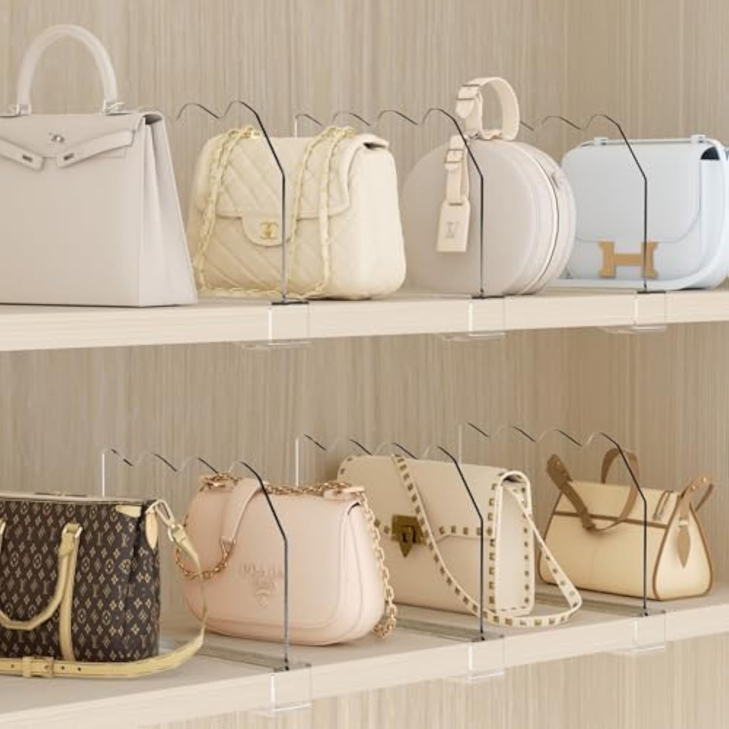 6Pack Shelf Dividers for Closet Organization, Clear Acrylic Shelf Dividers Organizeder Shelves for Purse,Towel,Bag,Sweater,Bookshelf Suitable for Kitchen and Cloakroom Bedroom, Office