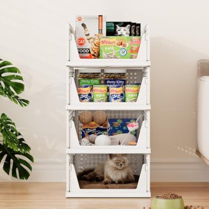 6 Pack Closet Organizers Storage Box, Stackable Plastic Drawer Basket for Clothing, Stackable Storage Bins Shelf Storage Container for Closet Wardrobe Bedroom Bathroom Office White