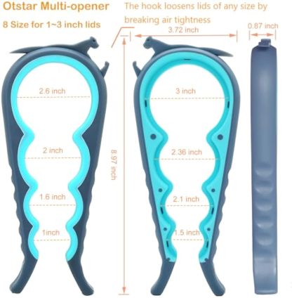 Jar Opener Bottle Opener and Can Opener for Weak hands, Seniors with Arthritis and Anyone with Low Strength, Mutil Jar Opener Get Lids Off Easily (Blue and Grey)