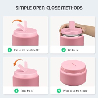 13.5oz Soup Thermo for Hot Food Kids with Buckle Lid Insulated Vacuum Food Jar Wide Mouth Leakproof Stainless Steel Lunch Container- Pink