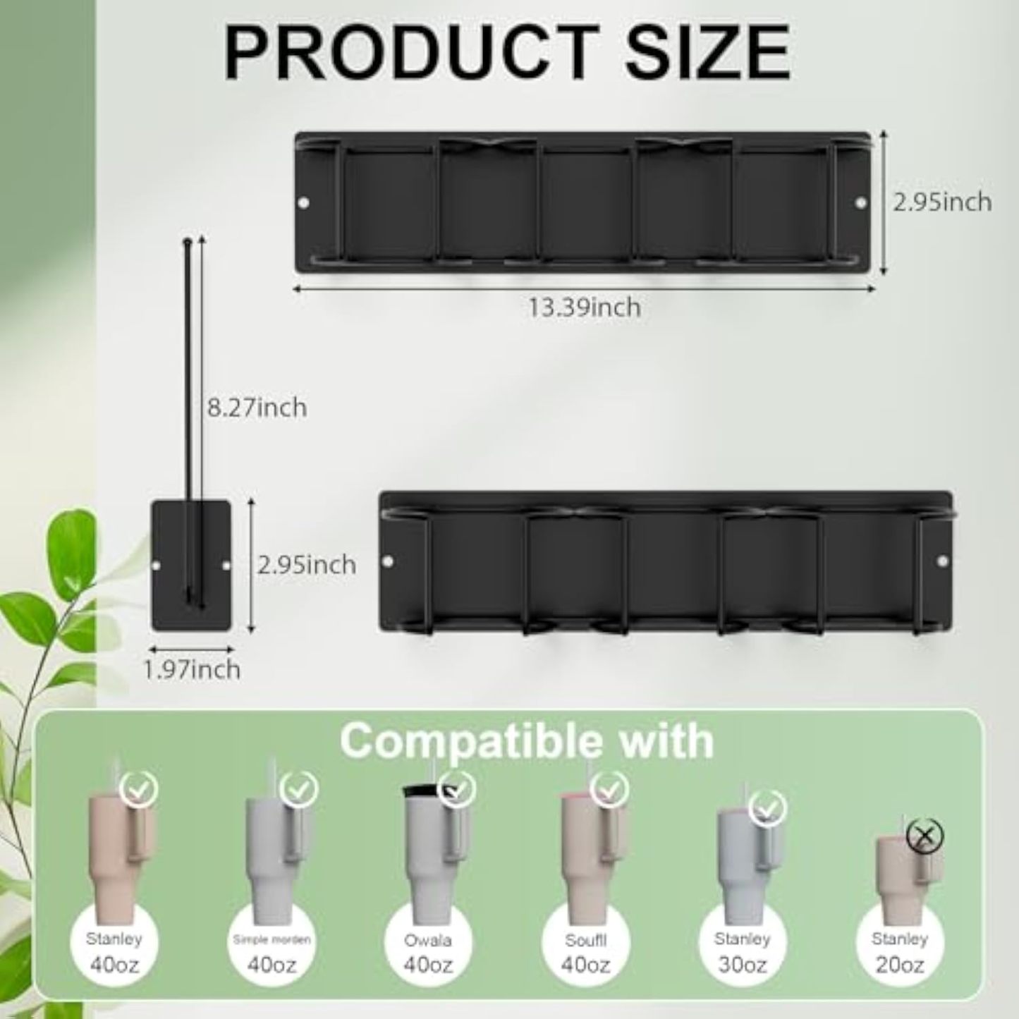 Magnetic Stanley Cup Holder for Refrigerator, Water Bottle Organizer with Handle for Stanley 40/30 oz, Tumbler Lid Organizer Compatible with Stanley Cup Accessories, Gifts Ideal