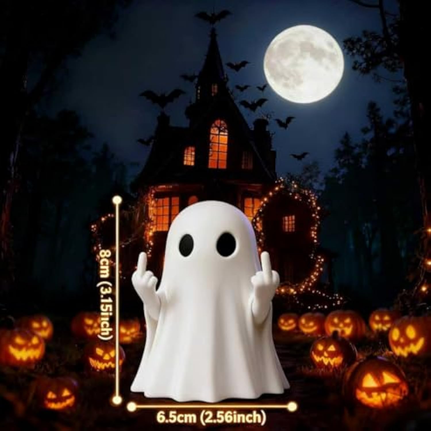 Halloween Ghost Figurine, Halloween Decor Indoor, Ghost Decor - Cute and Spooky Ghost Ornament for Mantel, Shelf, Windowsill, Entryway & Table to Create Perfect Atmosphere