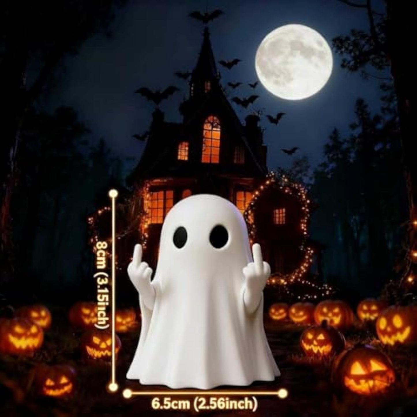 Halloween Ghost Figurine, Halloween Decor Indoor, Ghost Decor - Cute and Spooky Ghost Ornament for Mantel, Shelf, Windowsill, Entryway & Table to Create Perfect Atmosphere