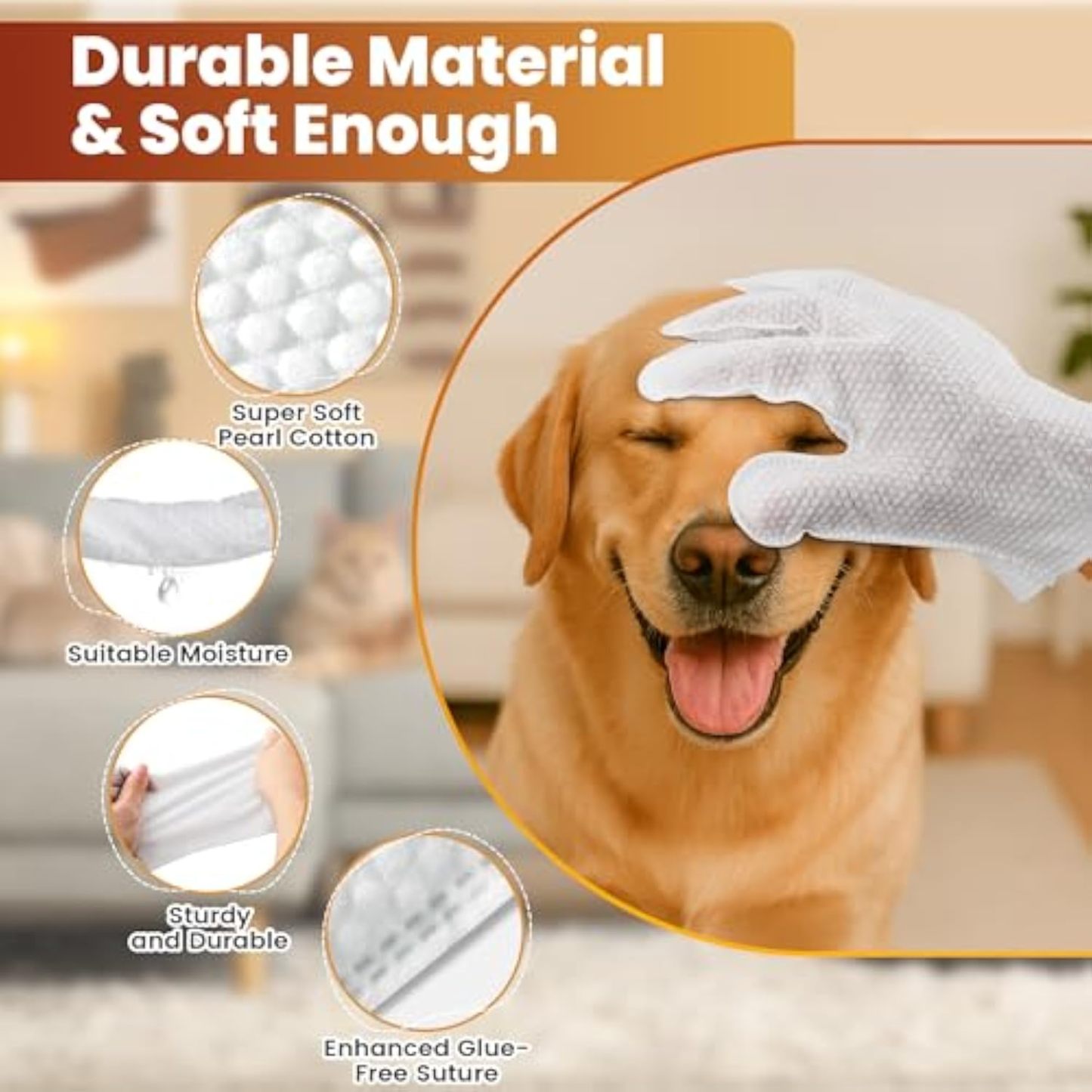 Hypoallergenic Pet Cleaning Glove Wipes (Unscented)