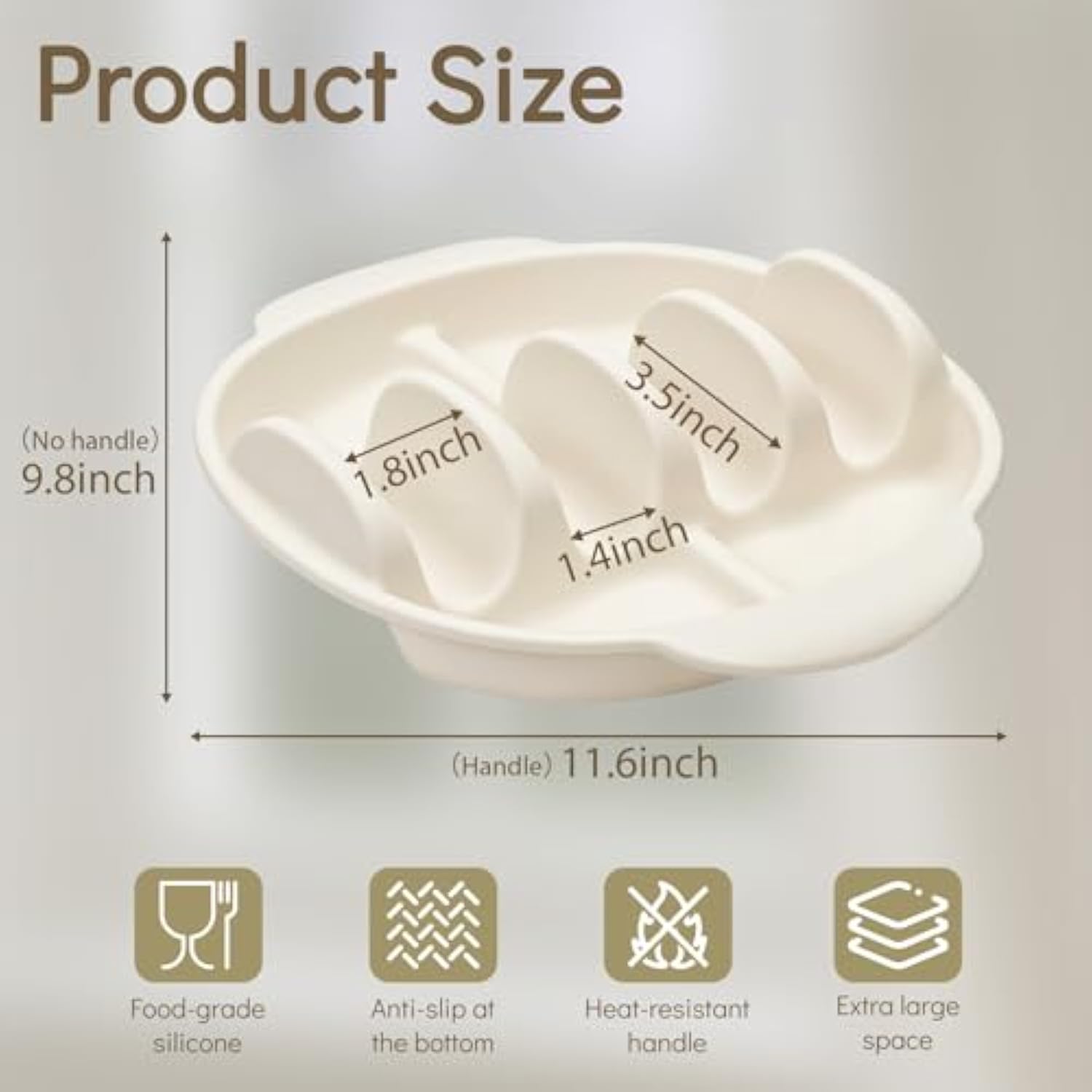 2 Pack Silicone Taco Plates-9.8" Reusable Taco Holder with Dividers，Taco Rack Holders Stand for Hard & Soft with Handle,Taco Party Serving Tray Plates, Dishwasher & Microwave Safe