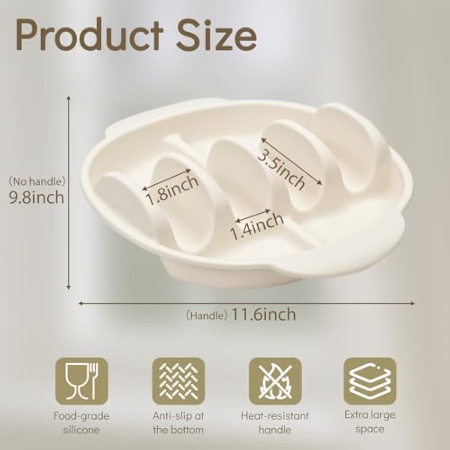 2 Pack Silicone Taco Plates-9.8" Reusable Taco Holder with Dividers，Taco Rack Holders Stand for Hard & Soft with Handle,Taco Party Serving Tray Plates, Dishwasher & Microwave Safe