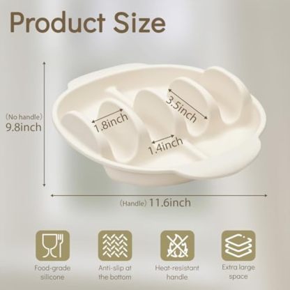 2 Pack Silicone Taco Plates-9.8" Reusable Taco Holder with Dividers，Taco Rack Holders Stand for Hard & Soft with Handle,Taco Party Serving Tray Plates, Dishwasher & Microwave Safe