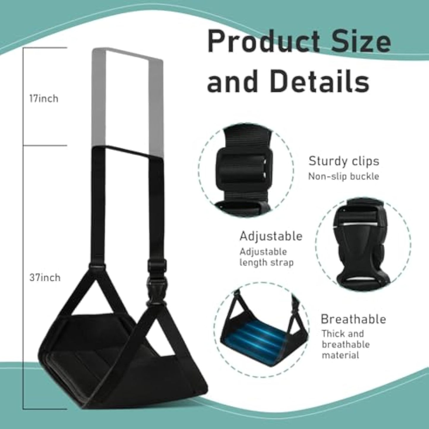 2-Pack Airplane Foot Hammock, Foot Rest for Plane Travel with Extended Adjustment Strap, Portable Desk Foot Hammock with Thickened Bamboo to Relax Your Feet, Foot Sling Travel Essentials