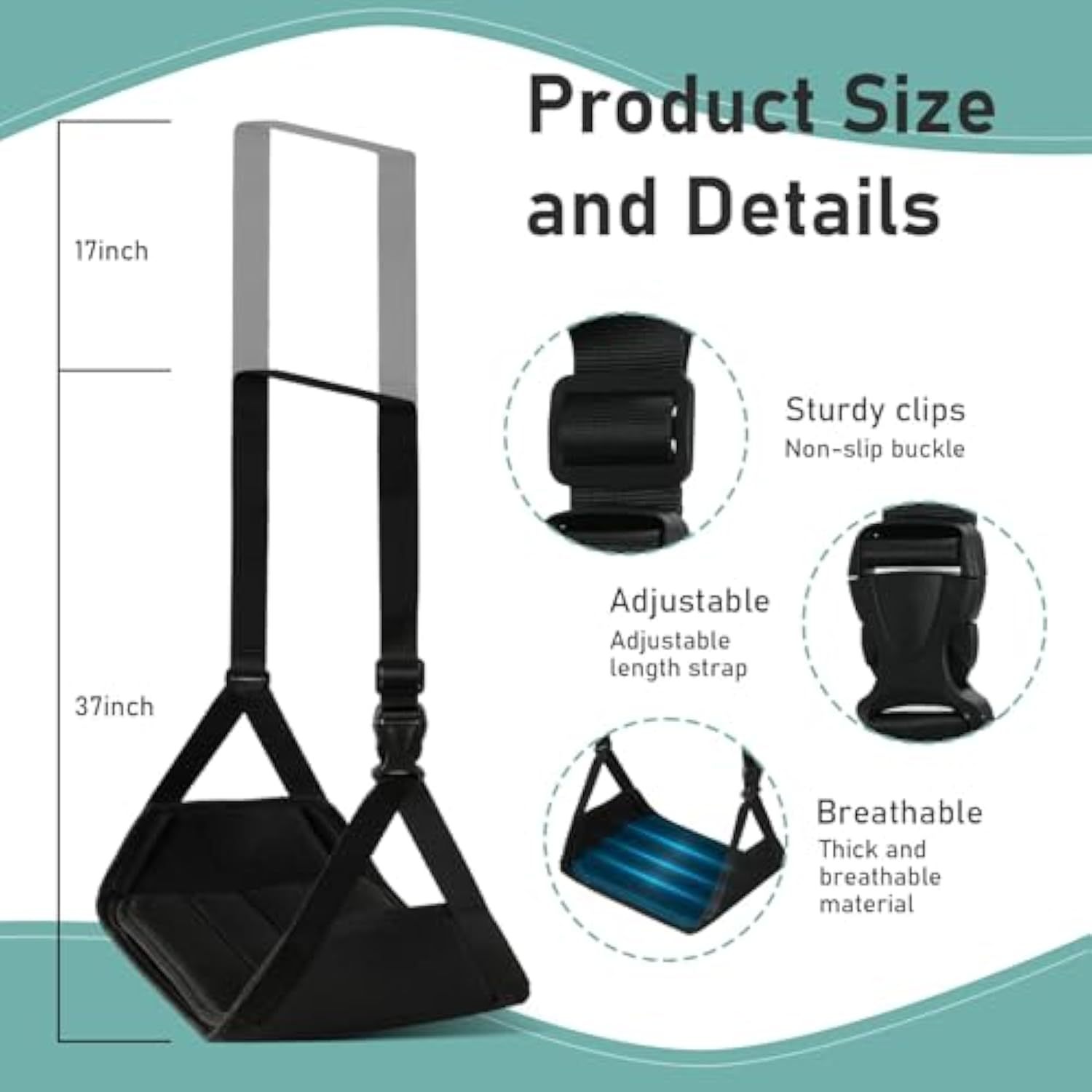 2-Pack Airplane Foot Hammock, Foot Rest for Plane Travel with Extended Adjustment Strap, Portable Desk Foot Hammock with Thickened Bamboo to Relax Your Feet, Foot Sling Travel Essentials