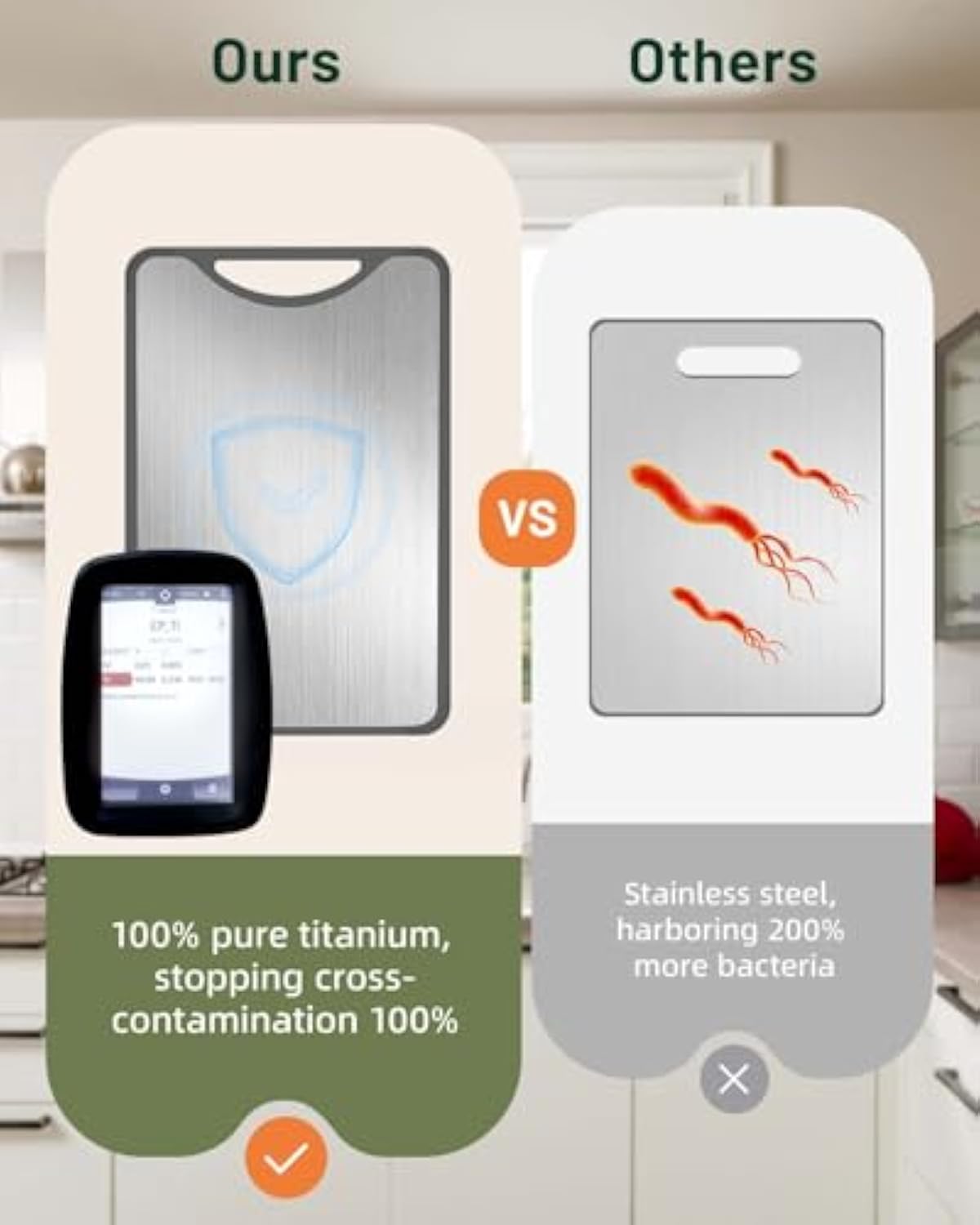 Titanium Cutting Board – 2-in-1 Double Sided Chopping Boards for Kitchen, SGS Food-Grade Certified, Pure Titanium & Wheat Straw PP, Dishwasher Safe, Ideal for Meat, Vegetables & Family Cooking (16×11)