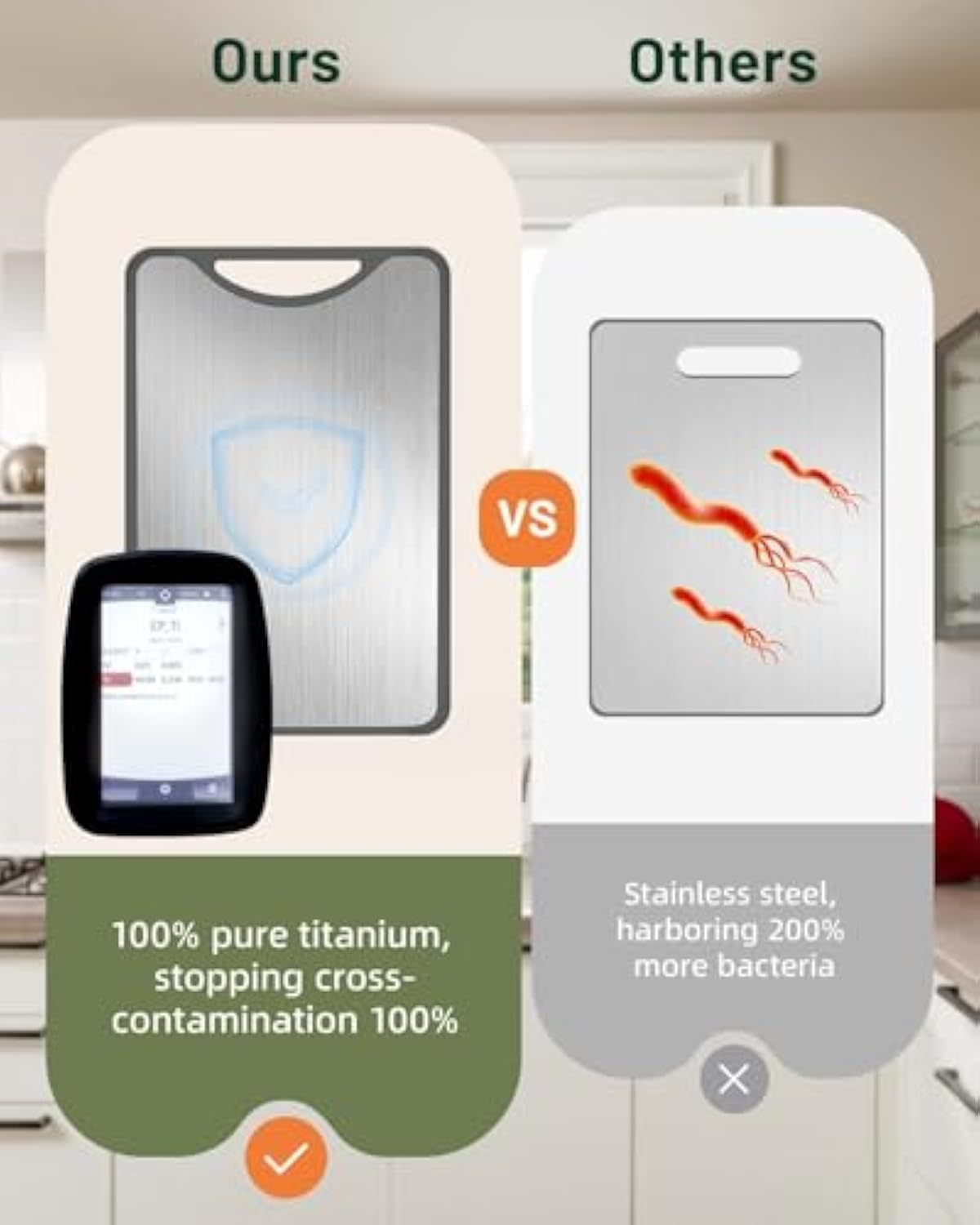 Titanium Cutting Board – 2-in-1 Double Sided Chopping Boards for Kitchen, SGS Food-Grade Certified, Pure Titanium & Wheat Straw PP, Dishwasher Safe, Ideal for Meat, Vegetables & Family Cooking (16×11)