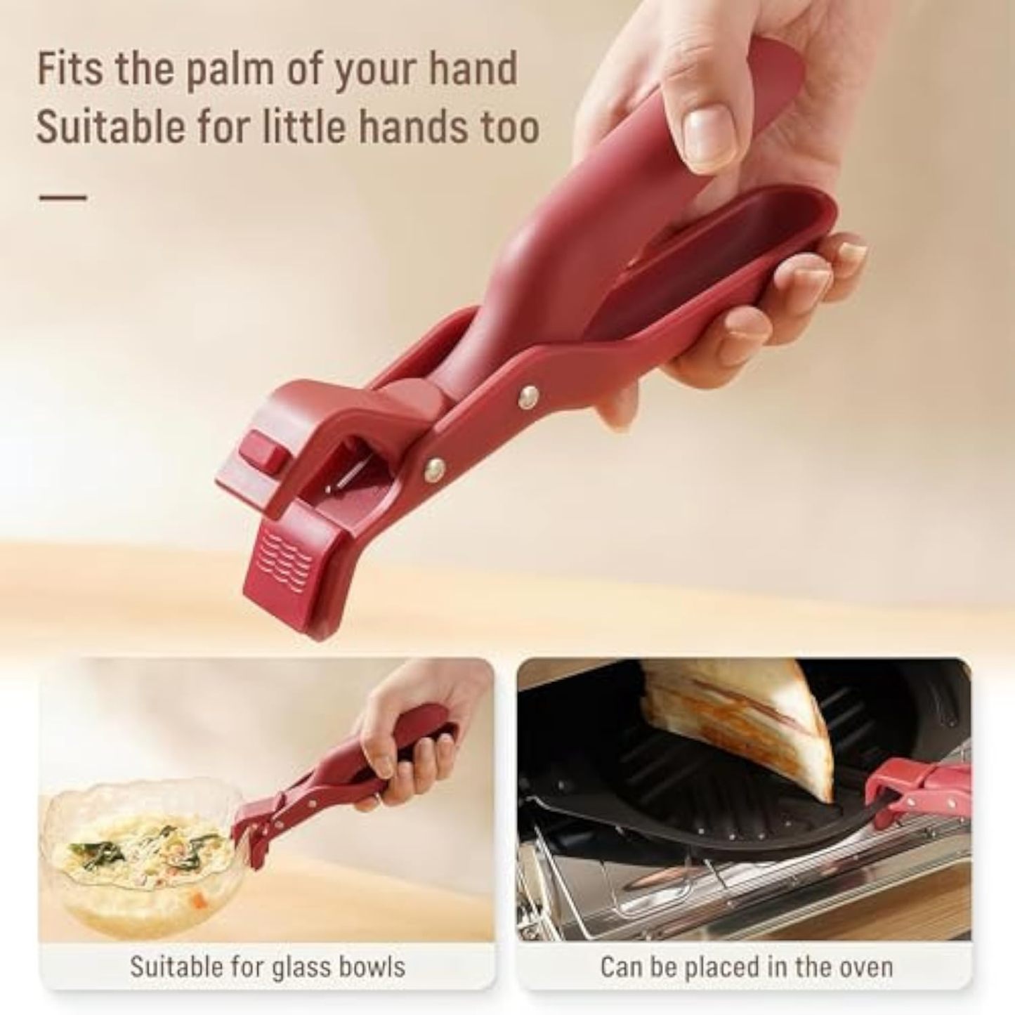 Hot Plate Gripper, Multi-Angle Hot Plates Grippers, Anti Scald Plate Gripper, Multi-Purpose Anti-Scald Bowl Holder Clip For Pots Bowls Plates Cooking Kitchen Oven Microwave (Green+red)