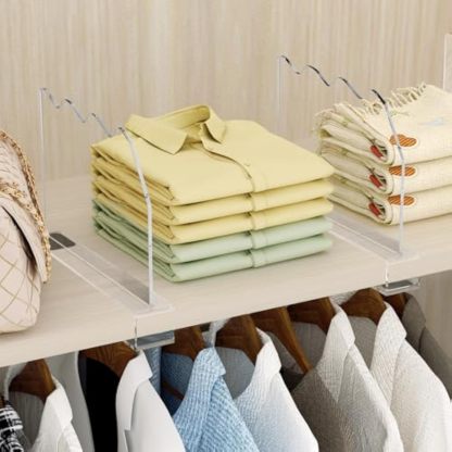 6Pack Shelf Dividers for Closet Organization, Clear Acrylic Shelf Dividers Organizeder Shelves for Purse,Towel,Bag,Sweater,Bookshelf Suitable for Kitchen and Cloakroom Bedroom, Office