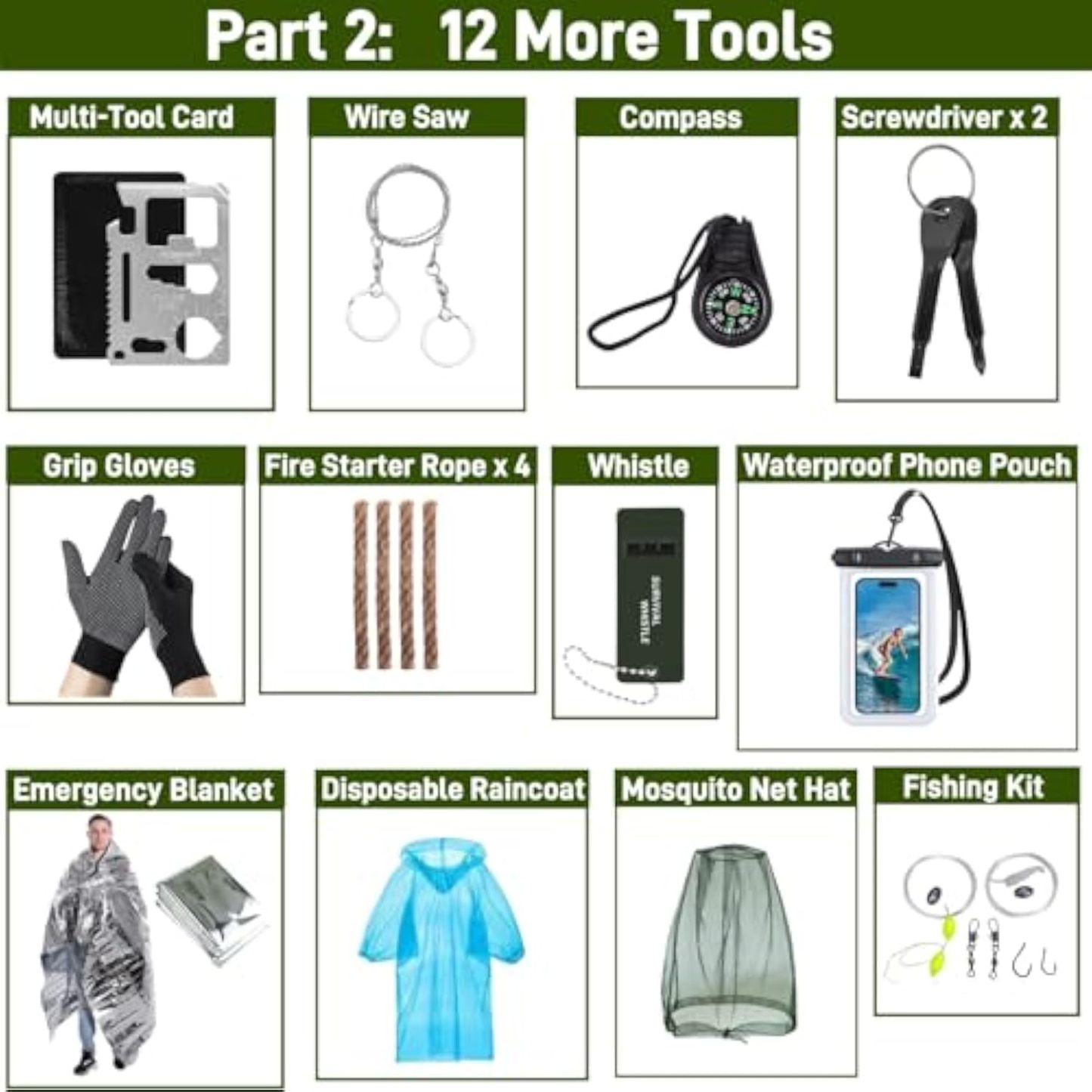 Survival Kit Advent Calendar for Men 2025, 24-Day Christmas Countdown with Outdoor Tools, for Men