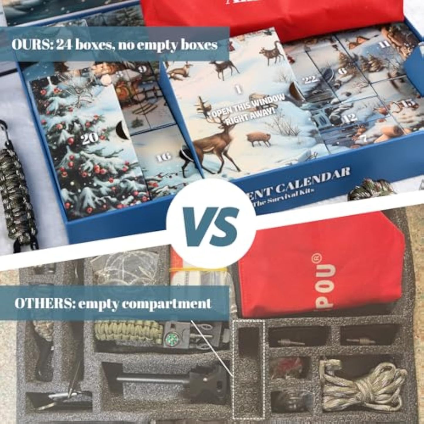 Survival Kit Advent Calendar for Men - Survival Tools Advent Calendar for Adult Teen 24 Days Christmas Countdown - 2025 Xmas Holiday Surprise Gifts for Outdoor Enthusiasts