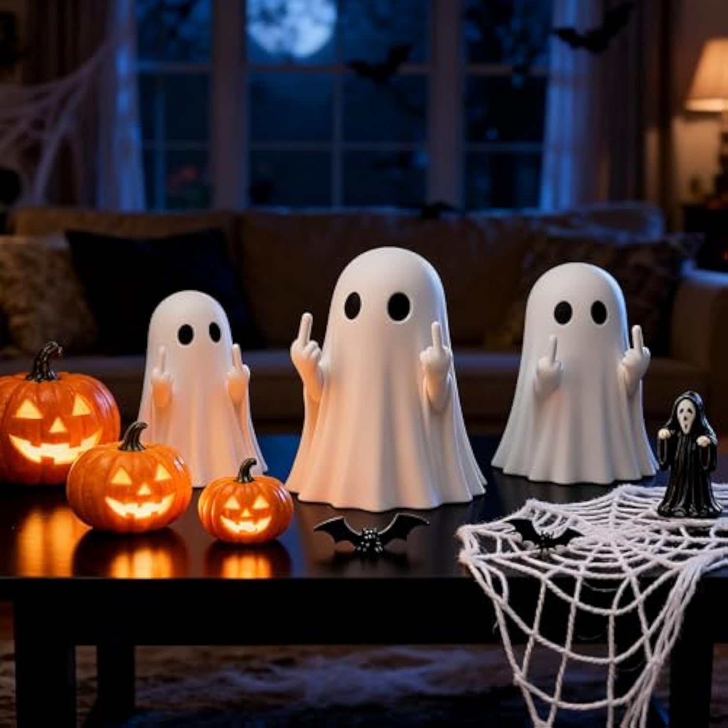 Halloween Ghost Figurine, Halloween Decor Indoor, Ghost Decor - Cute and Spooky Ghost Ornament for Mantel, Shelf, Windowsill, Entryway & Table to Create Perfect Atmosphere