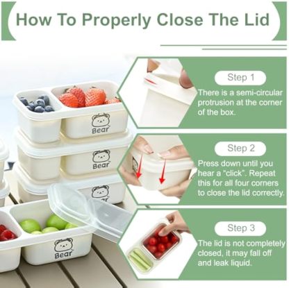 6 Pack Reusable Snack Containers with Lids, 2-Compartment Snackle box, Reusable Snack Packs Container for Meal Prep, Food Storage On-the-Go Snacking for Picnic, Work, Travel