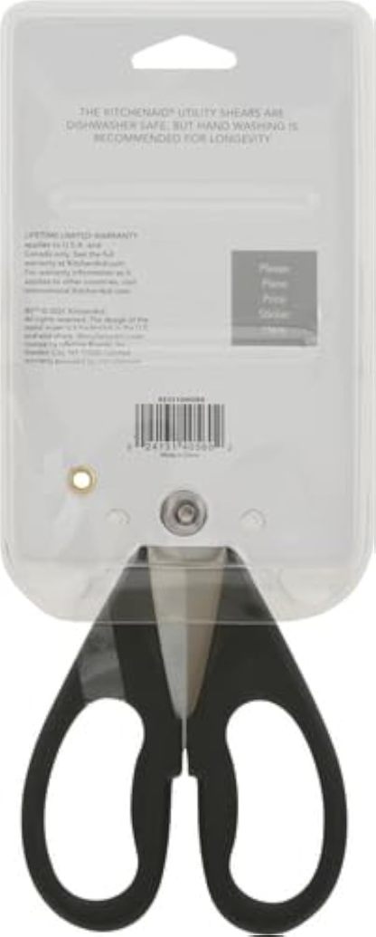 KitchenAid All Purpose Kitchen Shears with Protective Sheath Durable Stainless Steel Scissors, Dishwasher Safe, Soft Grip Comfort Handle, 8.72 Inch, Black