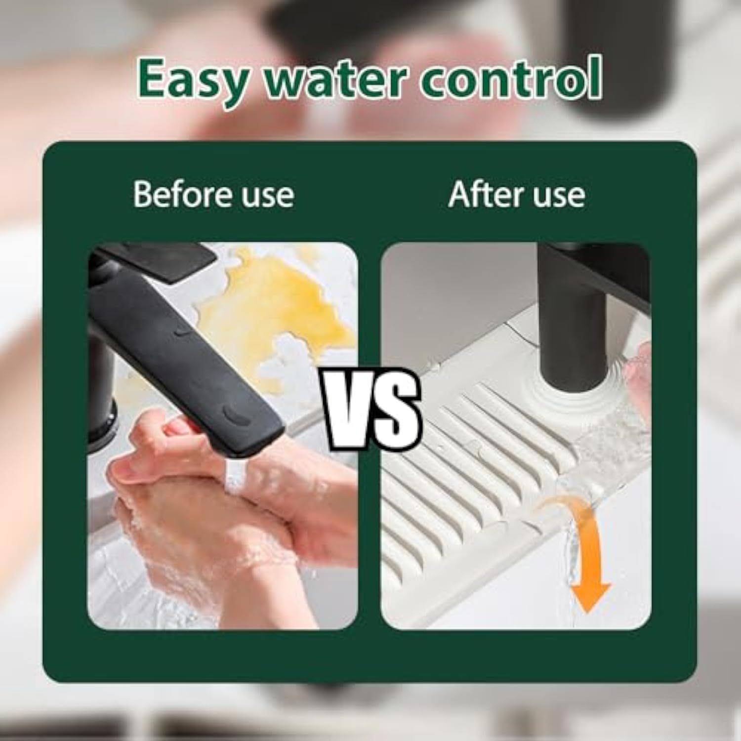 Faucet Guard and Draining Mat for Sink, 2024 New Kitchen Faucet Mat for Kitchen Sink Accessories Gadgets, Silicone Drying Mat for Kitchen Counter Bathroom (White, Large)