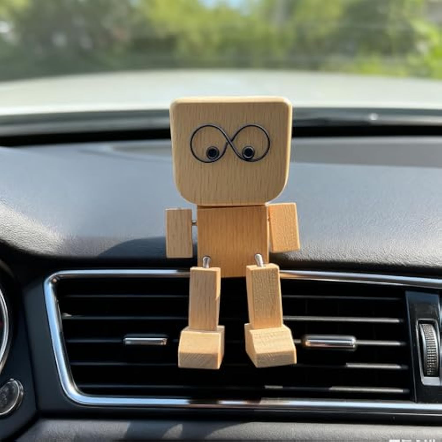 Shaking Wooden Man Figurine，Charming Little Wooden Figure That Sways Shake Your Feet with 12 PCS Expressions,Handmade Shaking Feet for Dashboard Wood Desktop