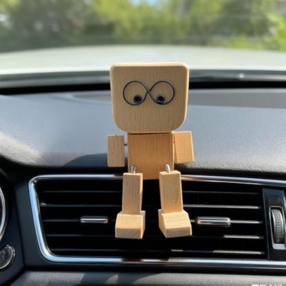 Shaking Wooden Man Figurine，Charming Little Wooden Figure That Sways Shake Your Feet with 12 PCS Expressions,Handmade Shaking Feet for Dashboard Wood Desktop