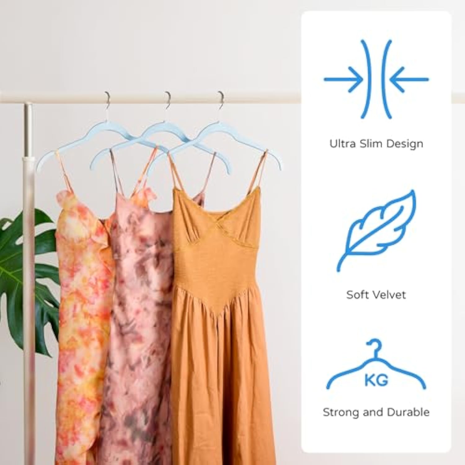 30 Pack Velvet Hangers – Premium Non-Slip Slim Clothes Hangers with 360° Swivel Hook, Space-Saving Flocked Shirt Hangers for Coats, Dresses, Blouses, Suits(Blue)