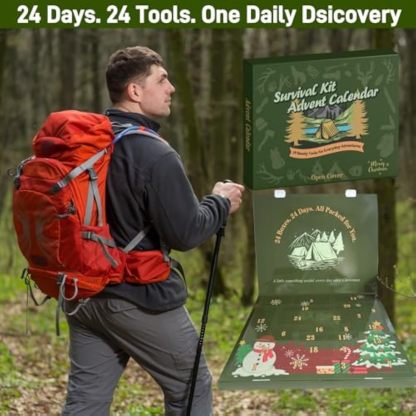 Survival Kit Advent Calendar for Men 2025, 24-Day Christmas Countdown with Outdoor Tools, for Men