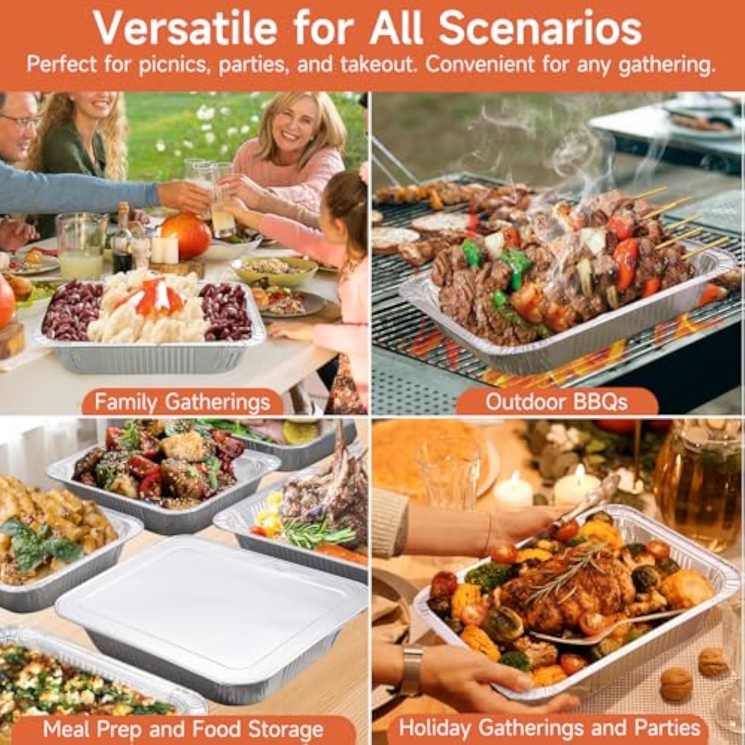 Half Size Aluminum Pans 9x13-30 Pack Aluminum Foil Pans, Heavy Duty Disposable Pans for Cooking, Storing, Prepping, and Freezing Food