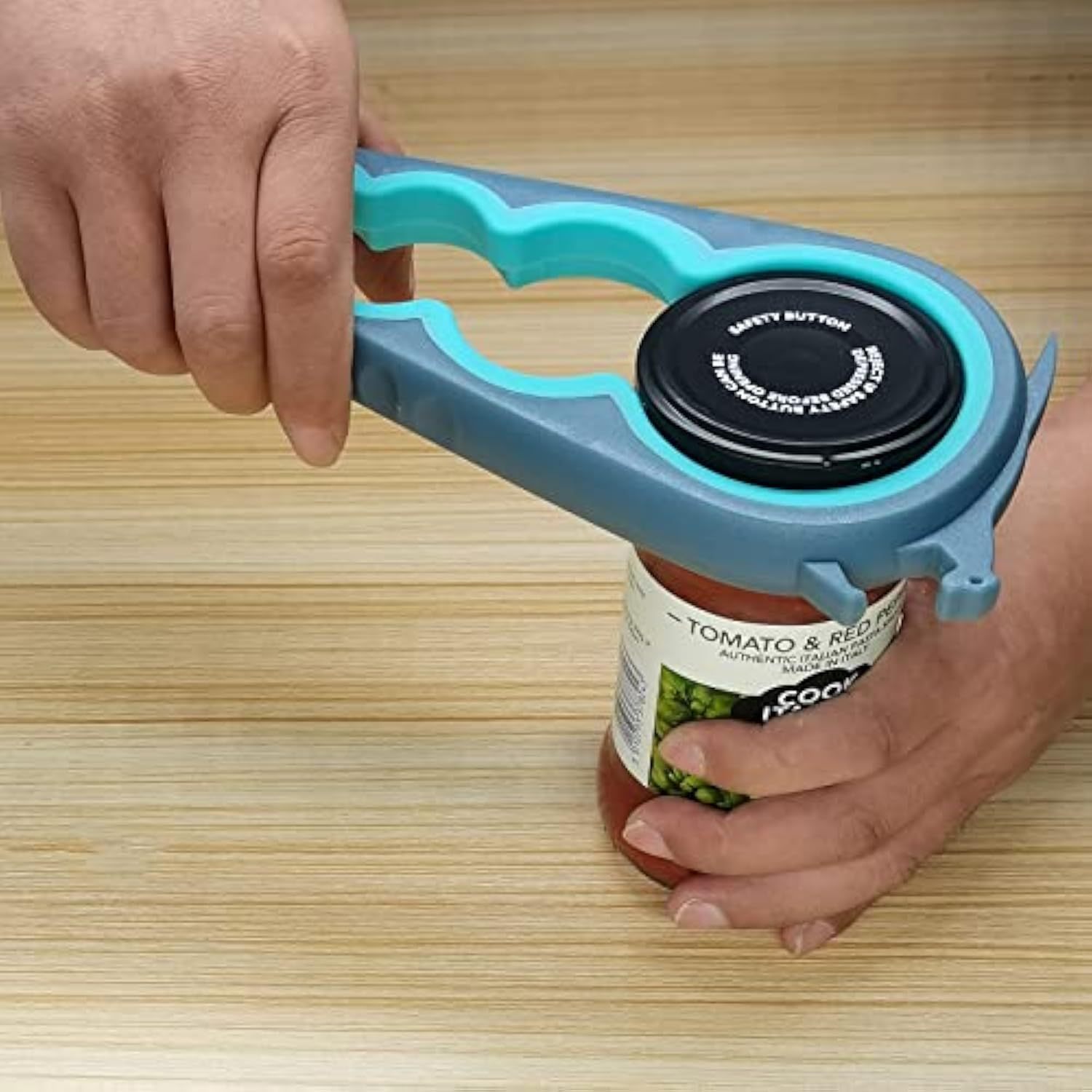 Jar Opener Bottle Opener and Can Opener for Weak hands, Seniors with Arthritis and Anyone with Low Strength, Mutil Jar Opener Get Lids Off Easily (Blue and Grey)