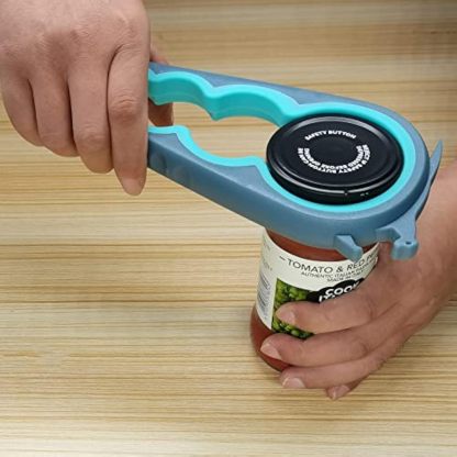 Jar Opener Bottle Opener and Can Opener for Weak hands, Seniors with Arthritis and Anyone with Low Strength, Mutil Jar Opener Get Lids Off Easily (Blue and Grey)
