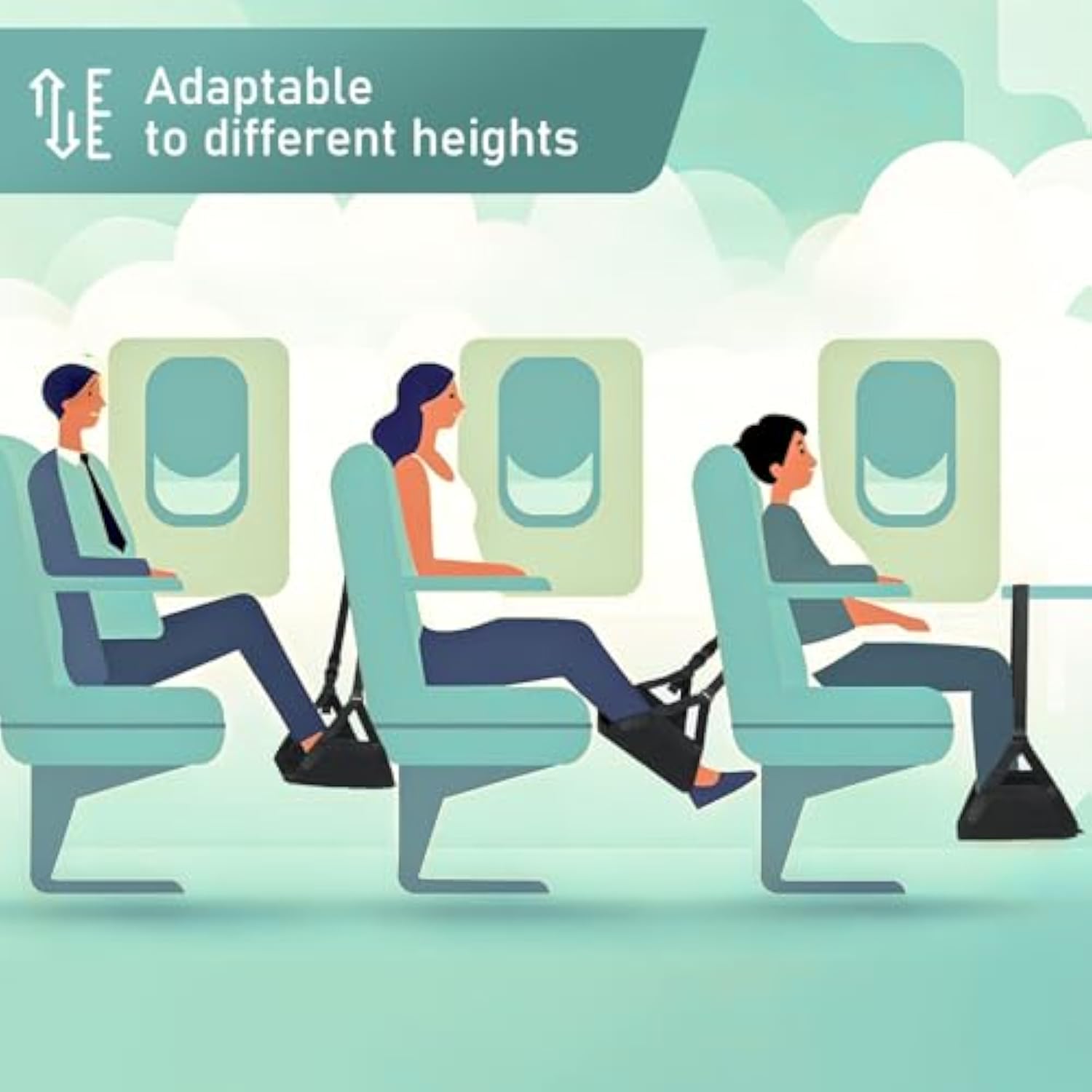 2-Pack Airplane Foot Hammock, Foot Rest for Plane Travel with Extended Adjustment Strap, Portable Desk Foot Hammock with Thickened Bamboo to Relax Your Feet, Foot Sling Travel Essentials