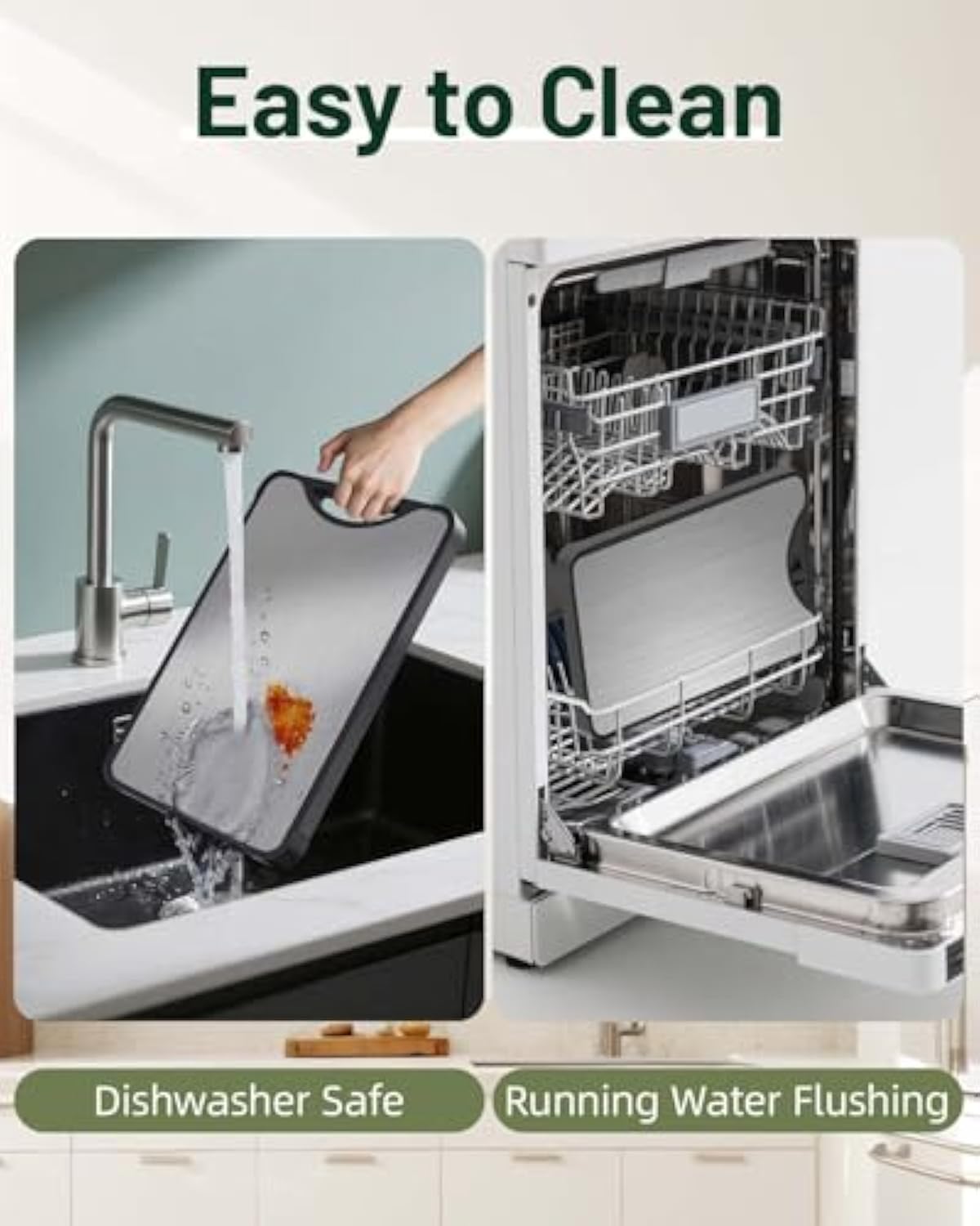 Titanium Cutting Board – 2-in-1 Double Sided Chopping Boards for Kitchen, SGS Food-Grade Certified, Pure Titanium & Wheat Straw PP, Dishwasher Safe, Ideal for Meat, Vegetables & Family Cooking (16×11)