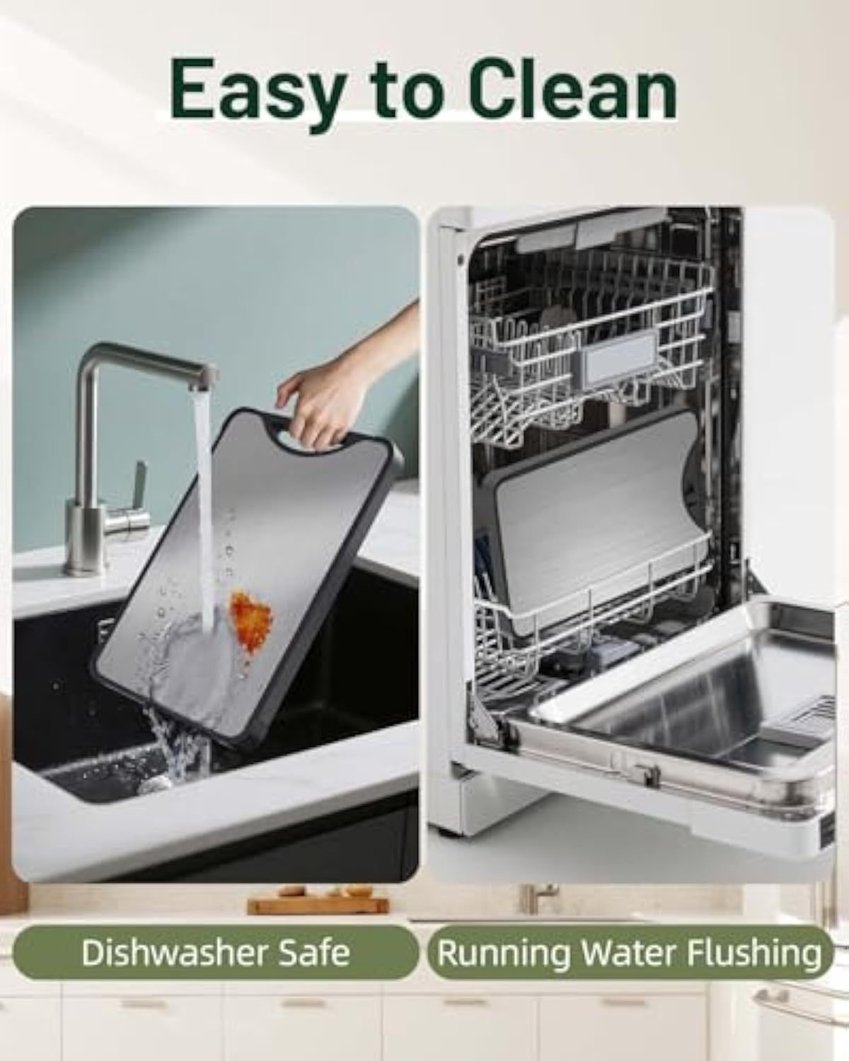 Titanium Cutting Board – 2-in-1 Double Sided Chopping Boards for Kitchen, SGS Food-Grade Certified, Pure Titanium & Wheat Straw PP, Dishwasher Safe, Ideal for Meat, Vegetables & Family Cooking (16×11)