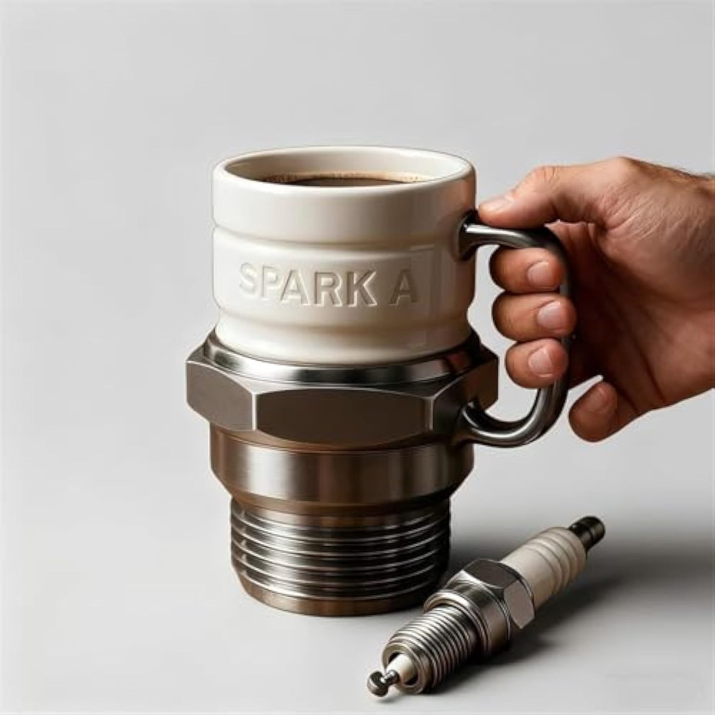 Spark Plug Mug, Spark Plug Coffee Mug, Ceramic Coffee Cup for Car Lovers, Automotive Themed Coffee Mug for Car Enthusiasts, Mechanics & Garage Lovers