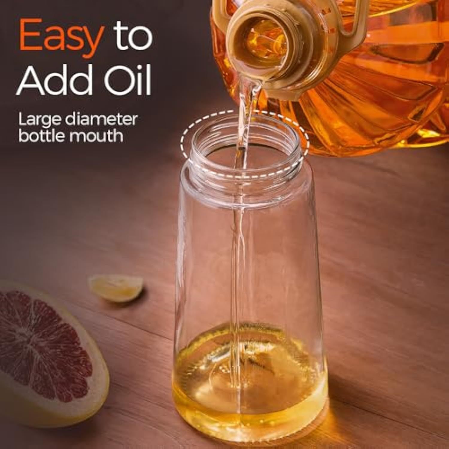 16oz/470ml Glass Olive Oil Sprayer for Cooking with Stickers, 2 in 1 Oil Dispenser for Kitchen Gadgets, Food Grade Premium Spray Bottle with Portion Control for Salad, Frying, BBQ (Black)