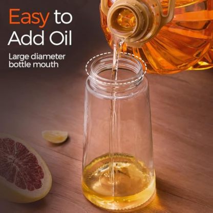 16oz/470ml Glass Olive Oil Sprayer for Cooking with Stickers, 2 in 1 Oil Dispenser for Kitchen Gadgets, Food Grade Premium Spray Bottle with Portion Control for Salad, Frying, BBQ (Black)