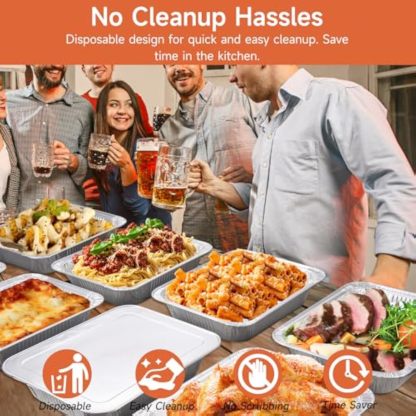 Half Size Aluminum Pans 9x13-30 Pack Aluminum Foil Pans, Heavy Duty Disposable Pans for Cooking, Storing, Prepping, and Freezing Food